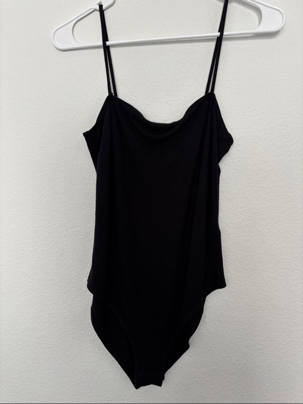 TOPSHOP Black Straight Neck Spaghetti Strap Bodysuit - Women